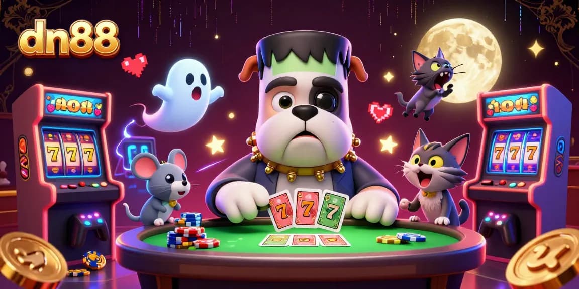 Experience thrilling gameplay with dn88 at a vibrant casino table featuring unique gaming characters.