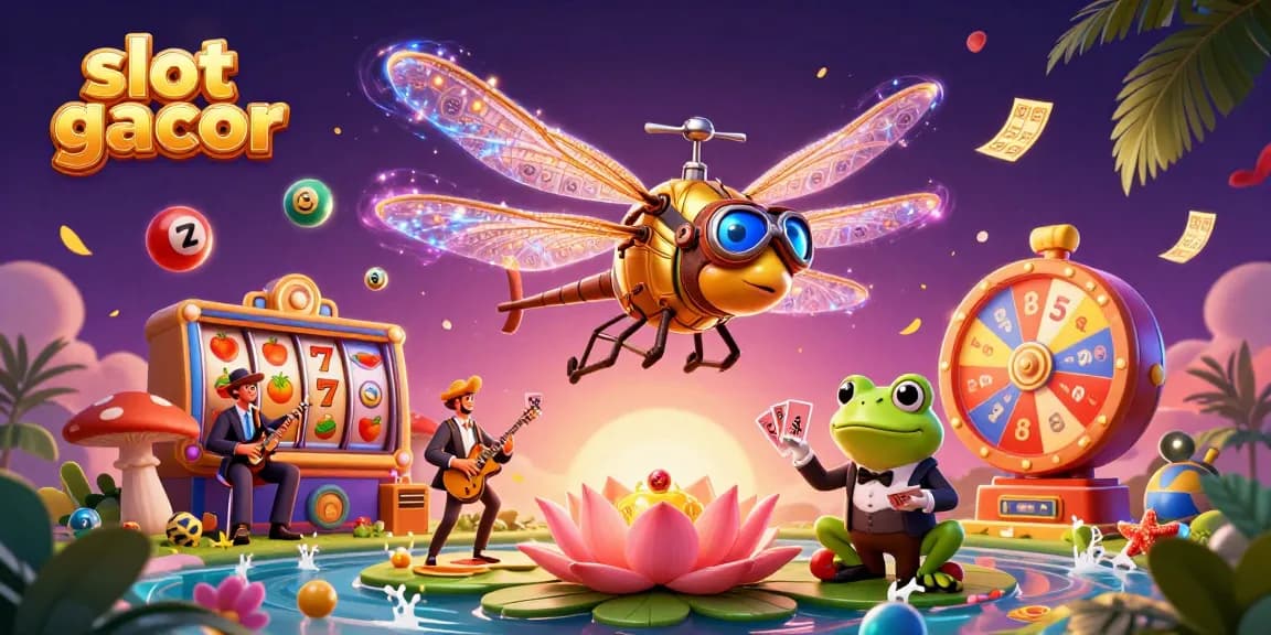 Play exciting slot gacor with colorful elements at a vibrant lily pad casino.