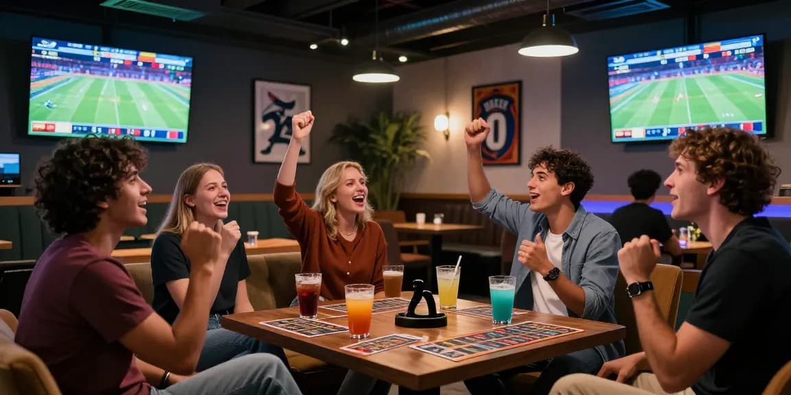 ภาพบรรยากาศใน playme8 sportsbook ที่มีเพื่อนๆ ตื่นเต้นชมการแข่งขันกีฬาสด