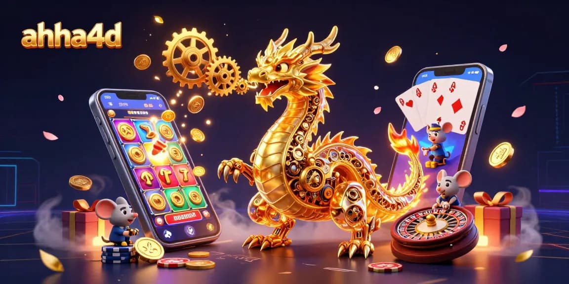 Experience the thrill of ahha4d with a golden dragon and dynamic casino elements.