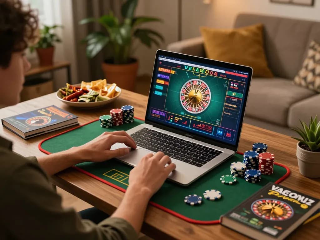 Engaging online roulette gameplay at home highlighting LGOGOAL strategy within a cozy atmosphere