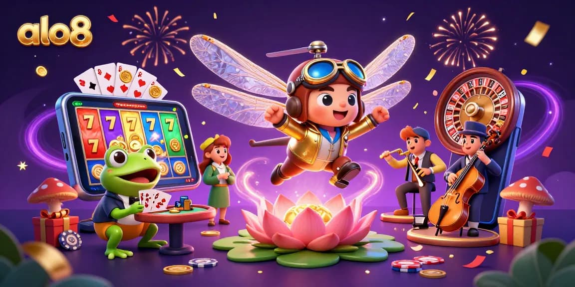 Experience excitement at alo8 with a vibrant 3D casino scene showcasing thrilling games and energy.