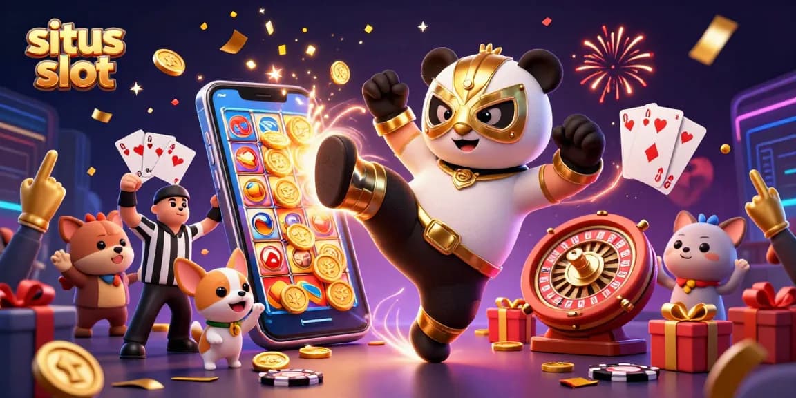 Situs slot menawarkan pengalaman bermain seru dengan panda pegulat terbang dan hewan penonton yang bersemangat.