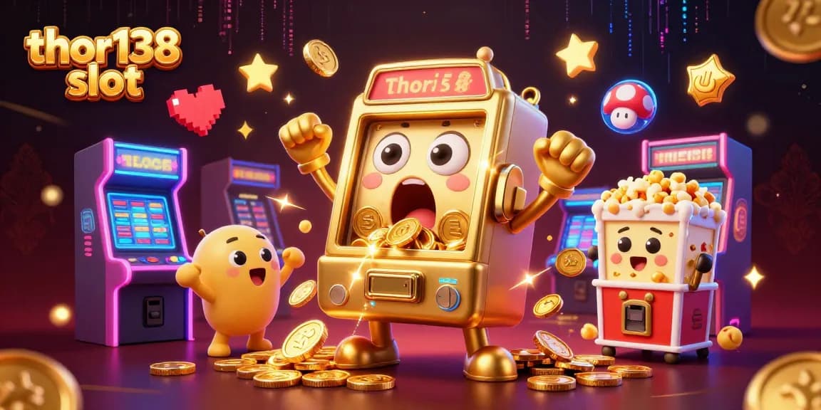 Slot dari thor138 dan mesin slot 3D yang mengagumkan dengan koin yang berjatuhan dari mulutnya.