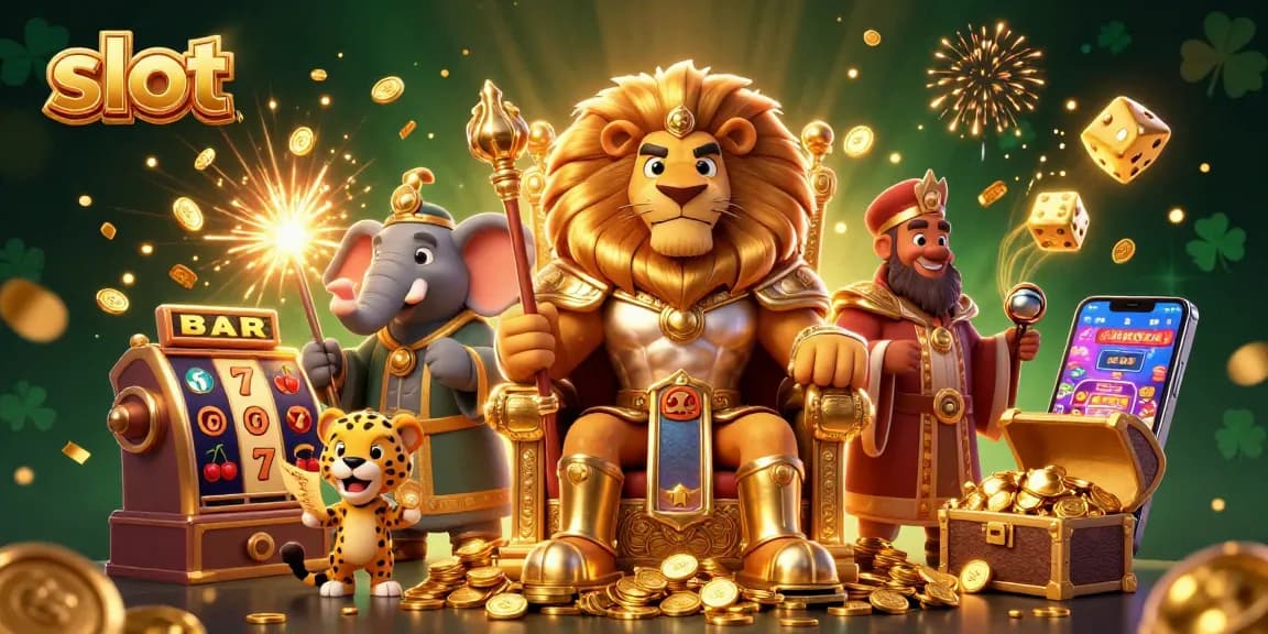 Experience thrilling slot gameplay with a festive jackpot scene bursting with coins and excitement.