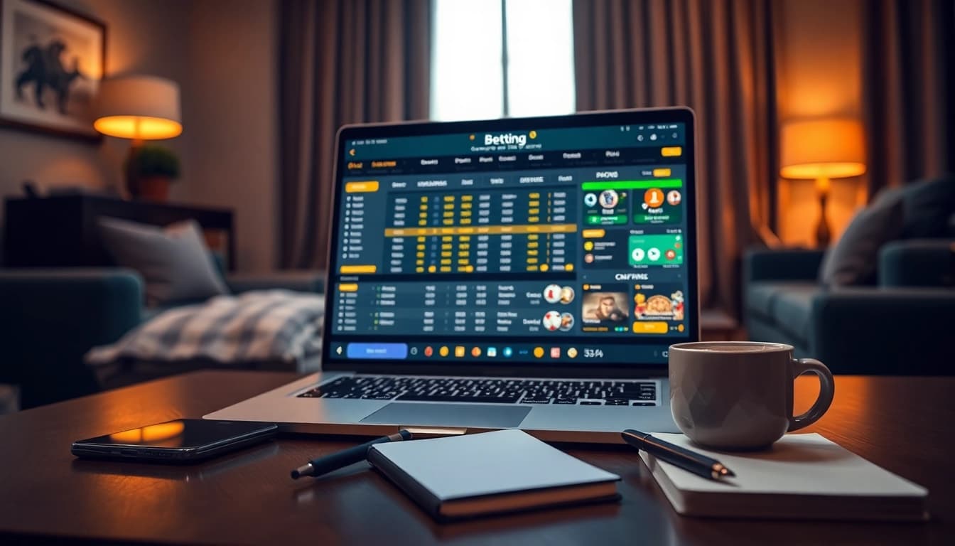 Online betting interface displayed on a laptop, showcasing https://8kbetbh.com/ experience, with a stylish background.