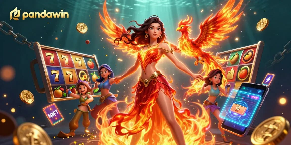 Putar gulungan di pandawin, menampilkan ilustrasi 3D yang hidup dari permainan slot dan elemen magis.