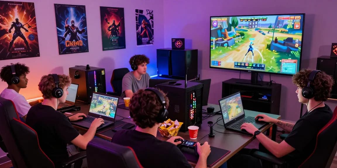 Gamers enjoying the dynamic CIKA4D platform game session in an engaging and vibrant setting.