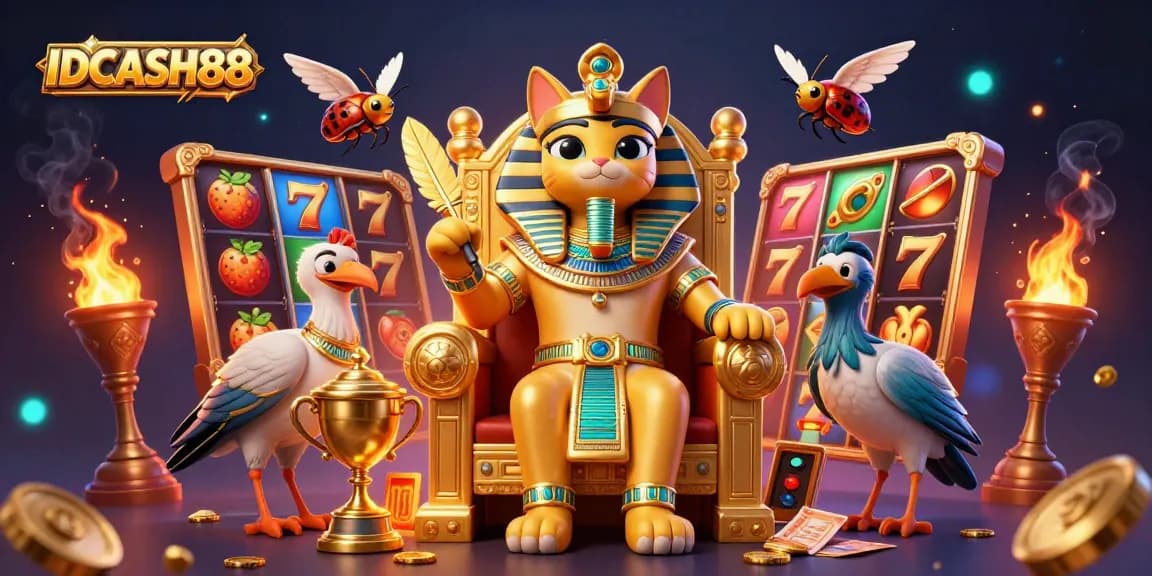Experience the excitement of IDCASH88 with thrilling slot symbols, enhancing a vibrant casino scene.