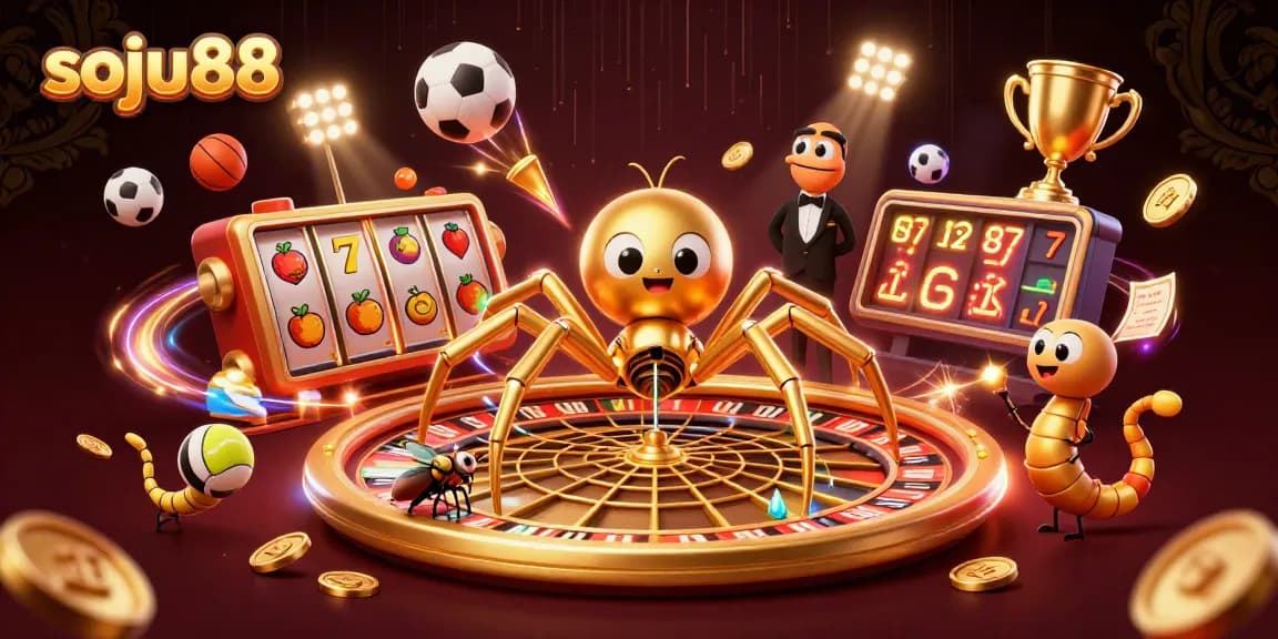 Spin strategies at soju88 with a golden roulette web amidst sports symbols and betting elements.