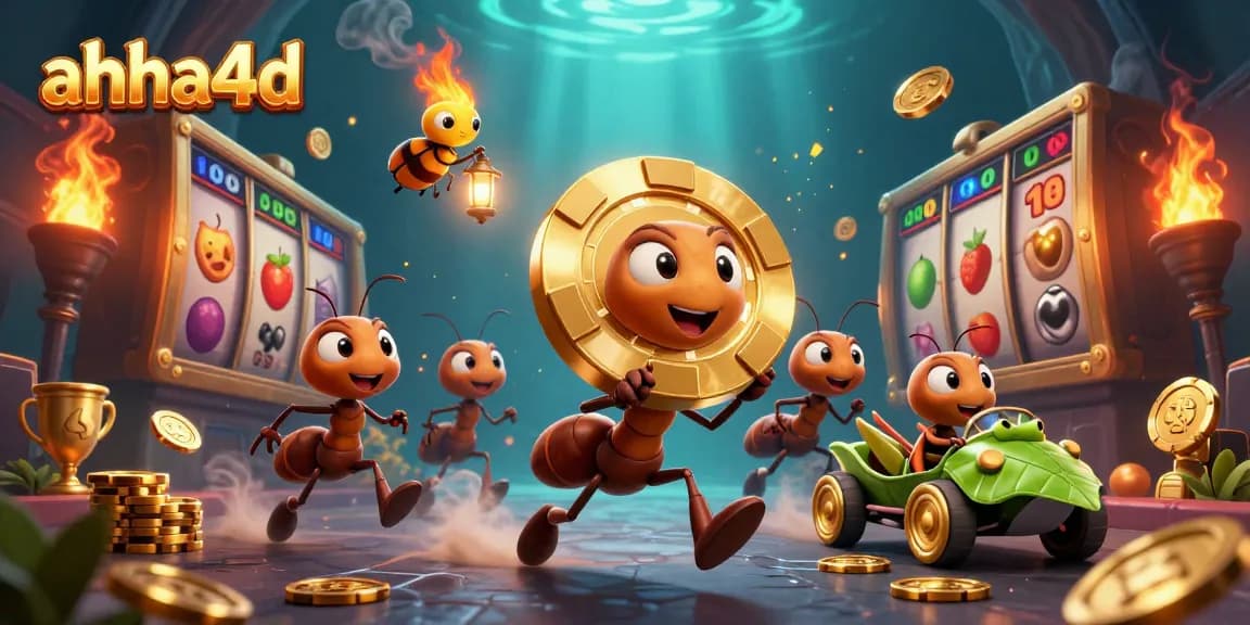 Experience thrilling wins with ahha4d in a vibrant casino heist scene featuring playful characters.