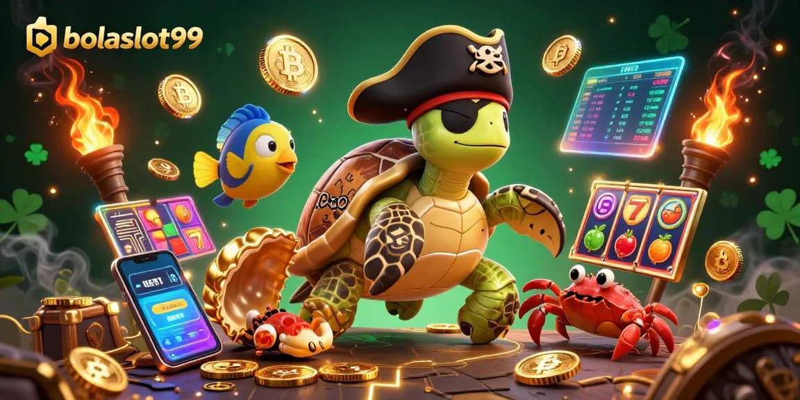 Engage in thrilling gaming with bolaslot99 featuring slot reels and vibrant characters.