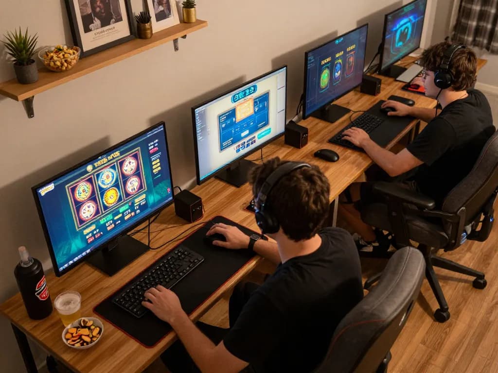 Engaging online gaming session at TG88 shows a player immersed in multiple casino games, showcasing strategic entertainment choices.