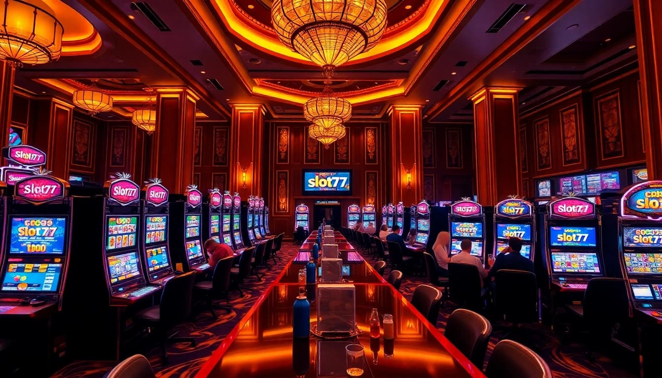 Experience thrilling wins at slot777 login with vibrant slot machines in a luxurious casino setting.