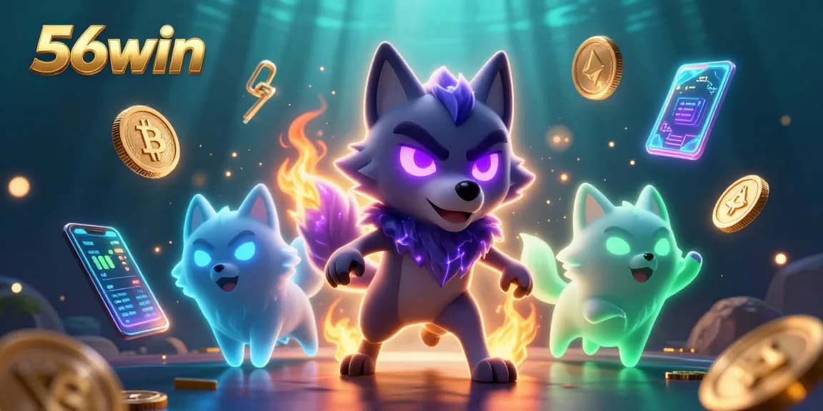 Experience exciting bets with 56win as spectral wolves and glowing coins illuminate the scene.