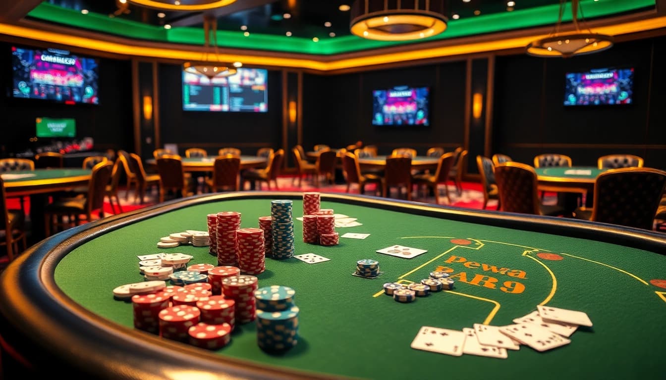 DewaPoker gaming scene showcasing vibrant poker tables and competitive atmosphere.