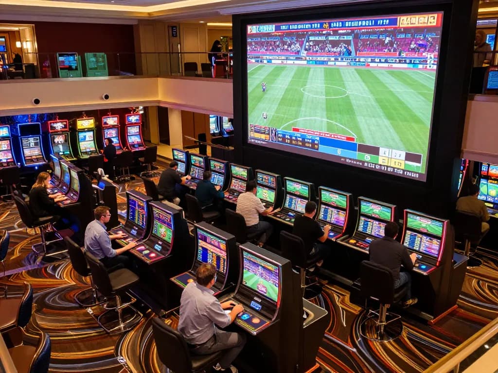 VA88 sports betting scene with excited players placing bets on live events