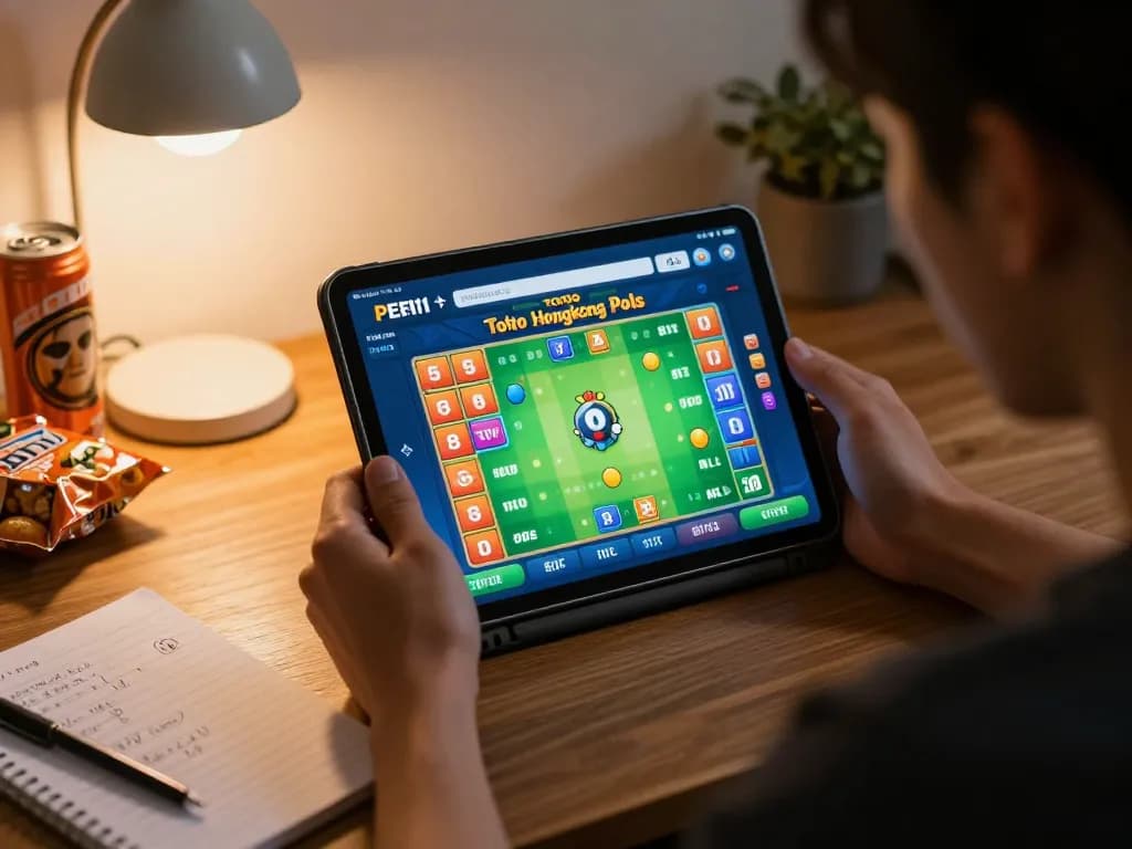 Engaging PERI11 user places strategic bets from home using the online Toto Hongkong Pools app.