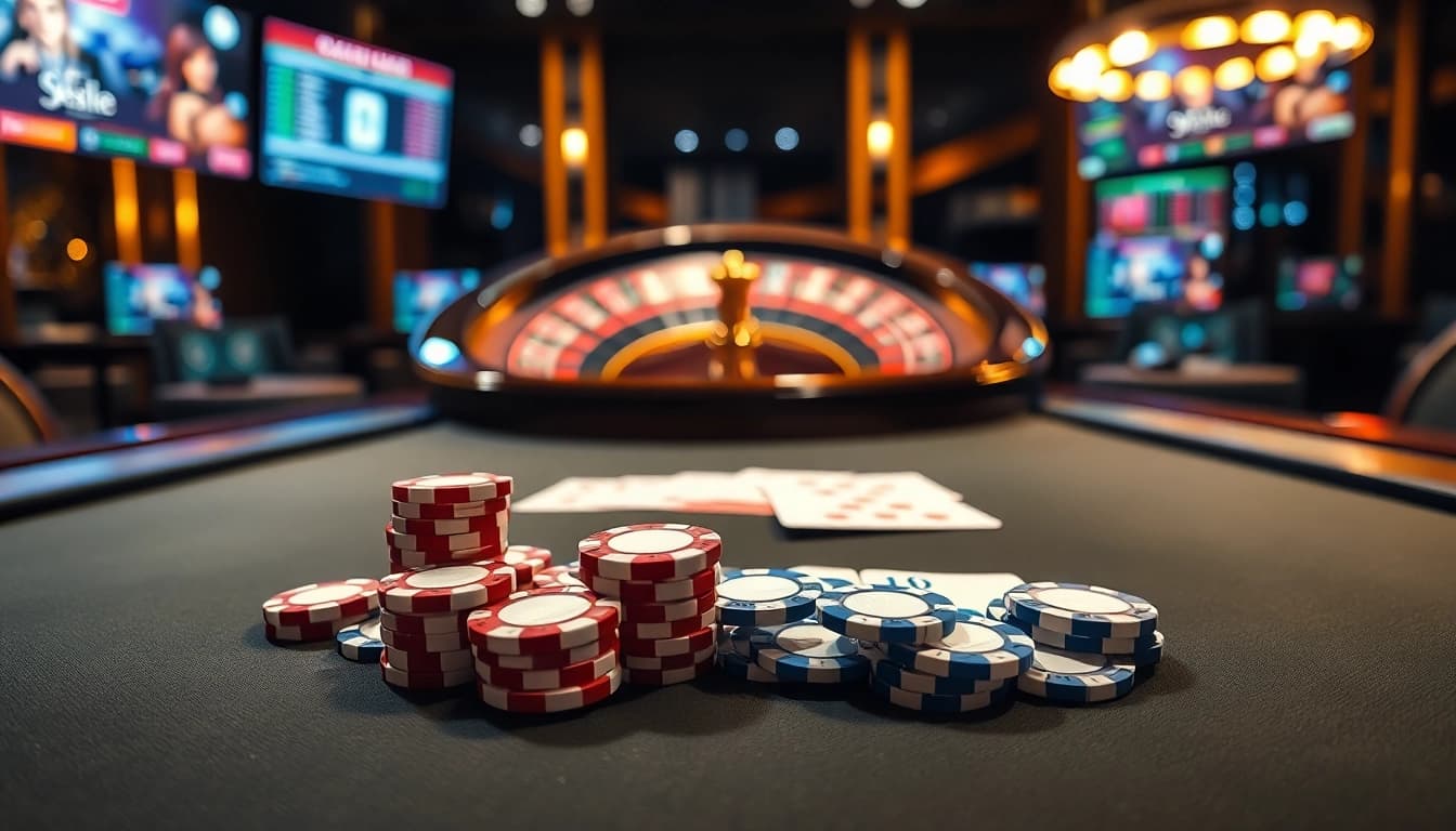 Experience excitement and luxury at the thabet777 poker table with vibrant chips and cards.