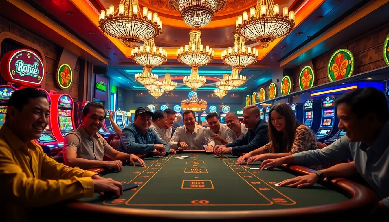 Engaging casino atmosphere showcasing players enjoying afk toto experience at vibrant gaming tables.