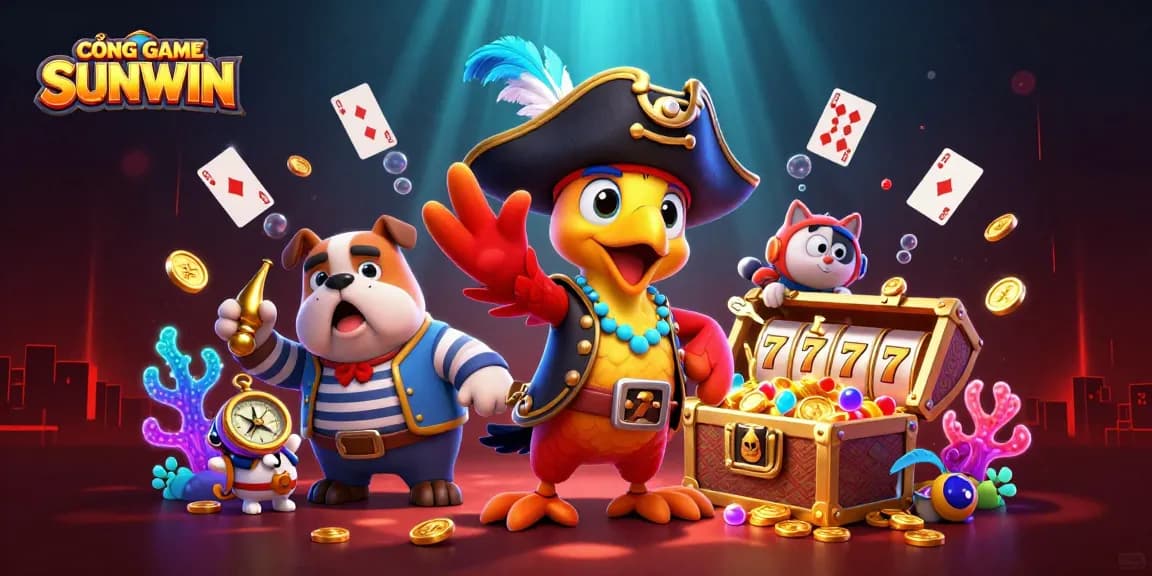 CỔNG GAME SUNWIN showcases a vibrant 3D scene with engaging casino elements, enhancing player excitement.