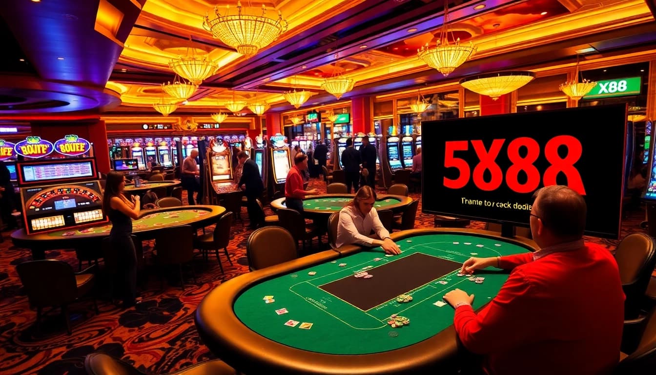 Gambler enjoying a thrilling experience at a casino with the XX88 58K promotion featured prominently.
