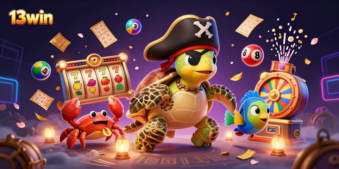 Explore thrilling gameplay with 13win's vibrant lottery and casino adventure scene.