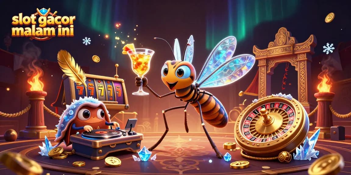 Engage with slot gacor malam ini in a vibrant 3D casino scene featuring unique characters and dynamic elements.
