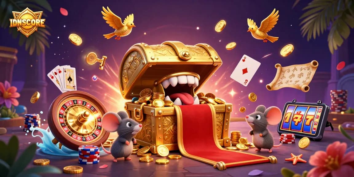 Experience IDNSCORE's vibrant online gaming world with rich treasures and dynamic visuals.