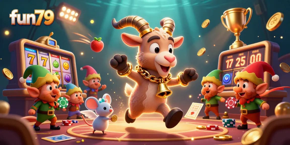 Engage in exciting gameplay with the fun79 casino featuring a Krampus goat and angelic characters.