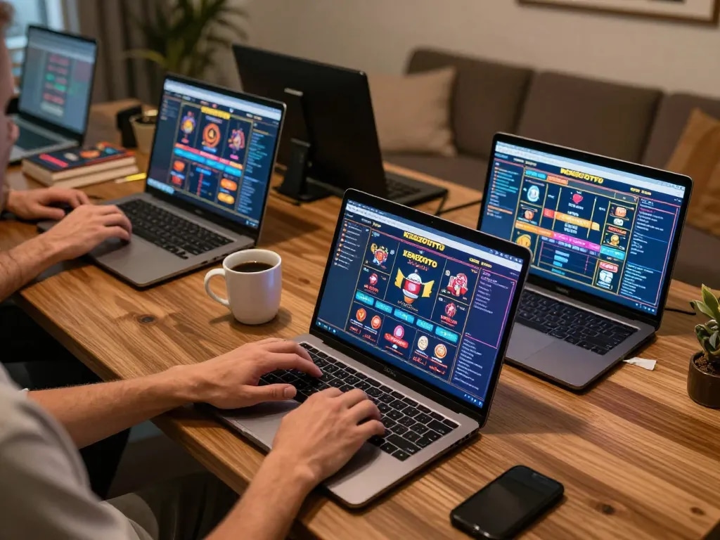 Suasana permainan online yang menarik dengan platform KENZOTOTO yang ditampilkan, menampilkan seorang pemain yang terlibat dalam aksi