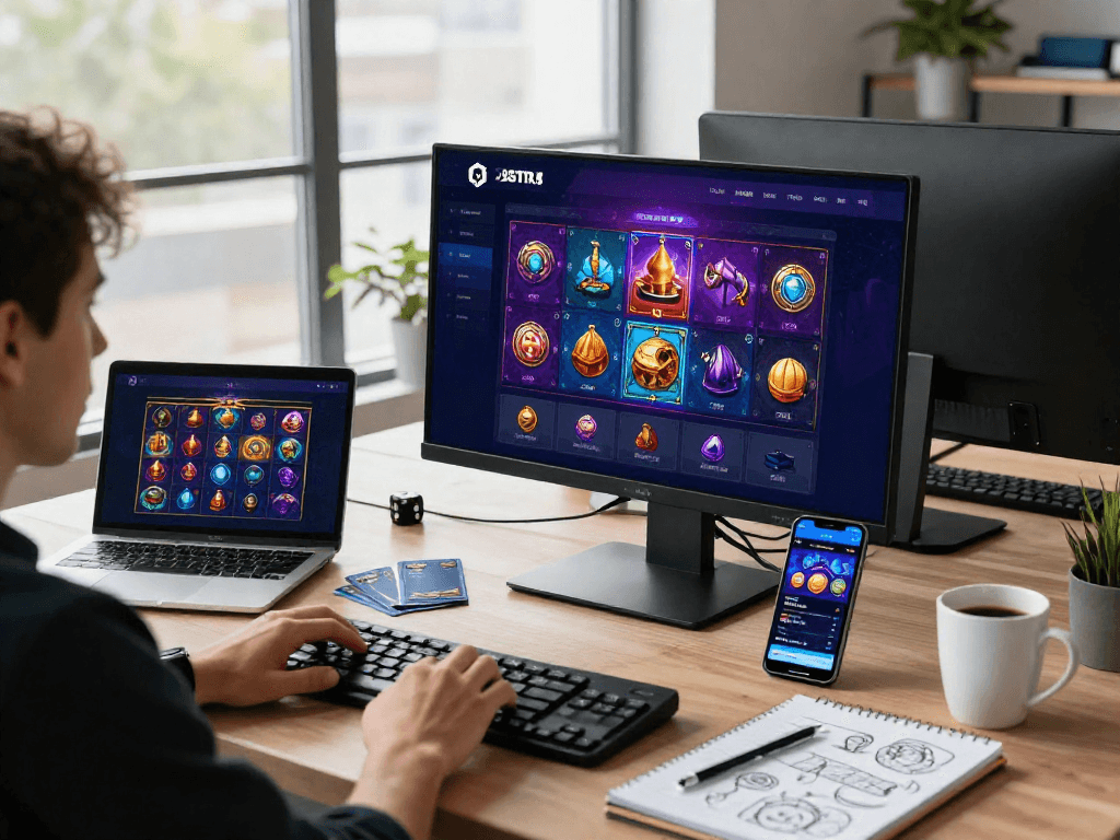 Exciting online casino gameplay with situs slot terbaru displayed on mobile and desktop devices, showcasing vibrant slot games.