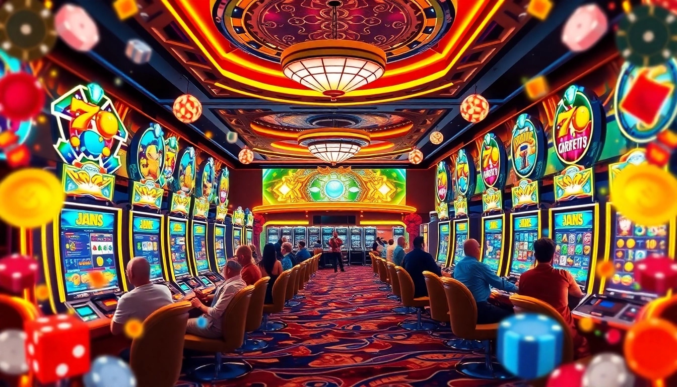 Players enjoying the excitement of Nama Nama Situs Judi Slot Online Terpercaya at a vibrant casino setting.