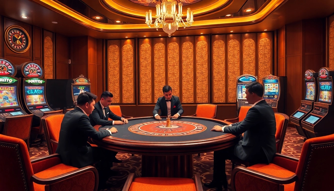 Experience the thrill of rr88 linh at a luxurious poker table in an upscale casino setting.