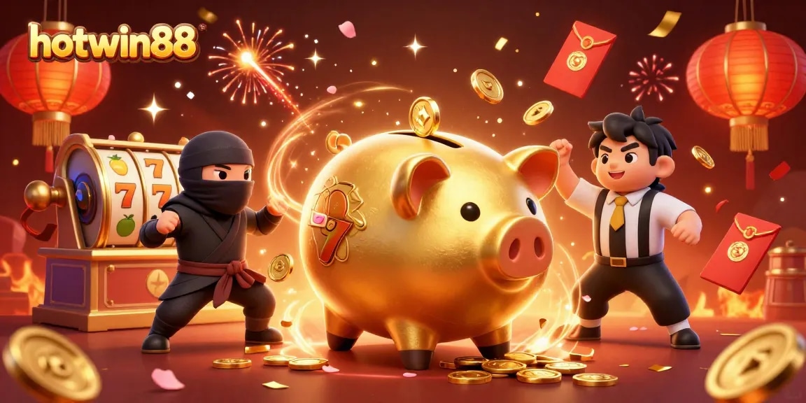 Experience epic wins at hotwin88 with vibrant characters and dynamic casino elements in a colorful celebration.
