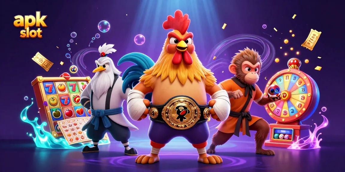 Spin the reels for big wins at apk slot, with dynamic casino characters in a vibrant scene.