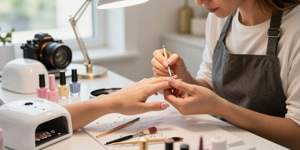 Menyediakan perawatan kuku LUXURY12 yang mewah dengan seni kuku yang rumit di salon kecantikan modern.