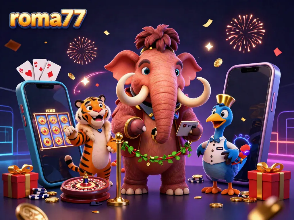 Roma77 menghibur dengan bouncer mamut berbulu dan harimau VIP yang mewah di kasino.