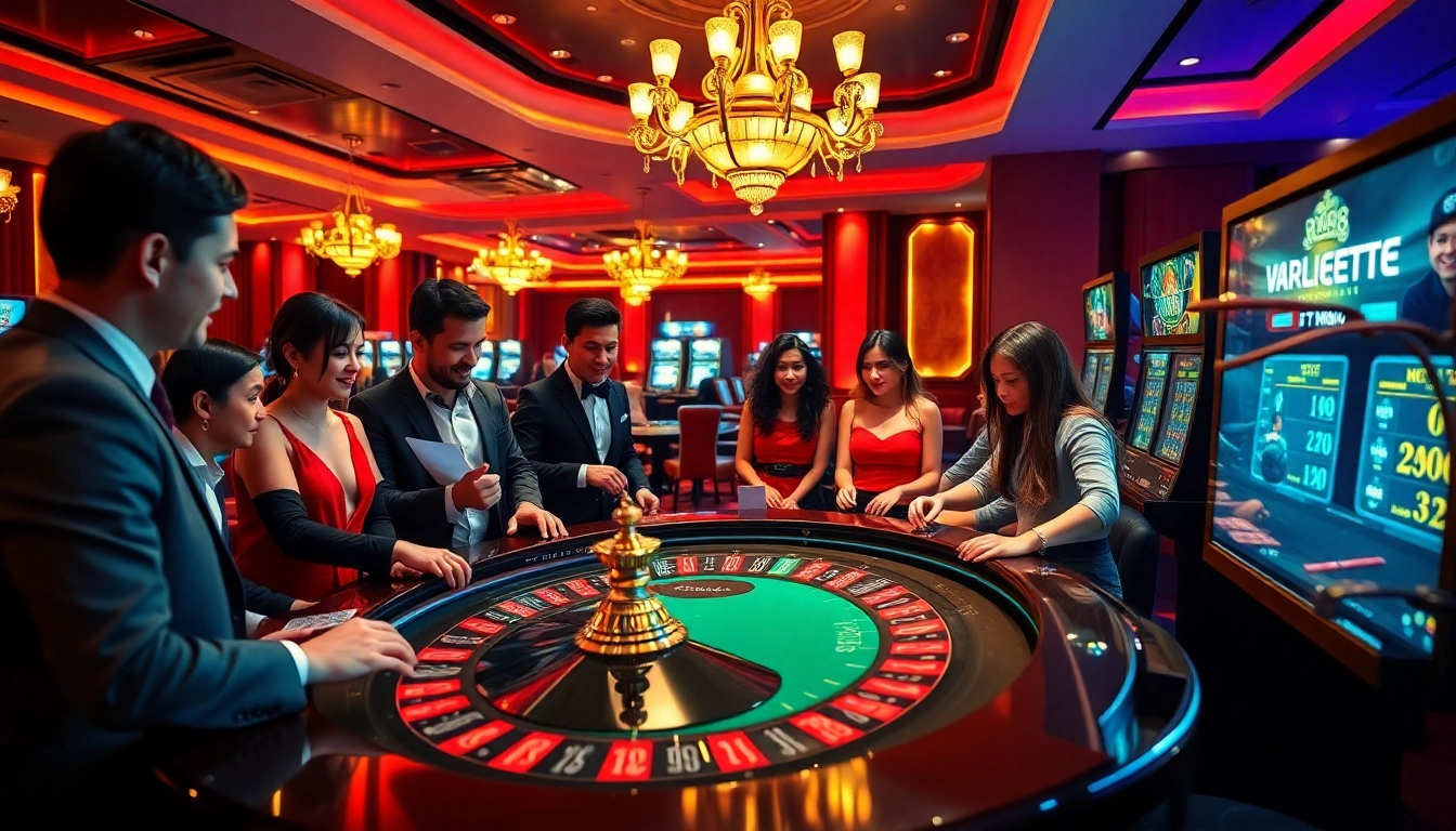 Engaged players enjoying casino games at rr88 linh with vibrant roulette table and professional dealers.