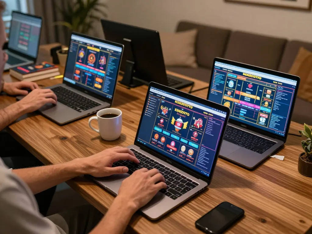 Suasana permainan online yang menarik dengan platform KENZOTOTO yang ditampilkan, menampilkan seorang pemain yang terlibat dalam aksi