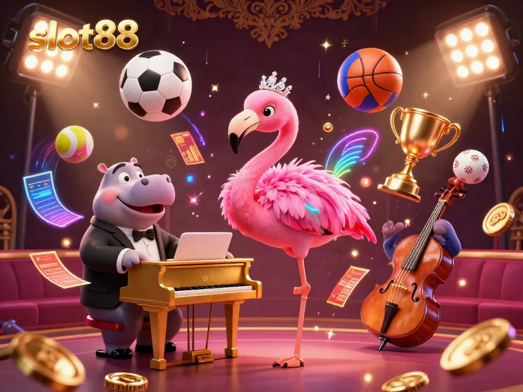 Experience exhilarating action with slot88 in a vibrant 3D casino scene featuring lively characters and dynamic sports elements.