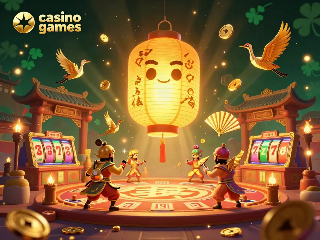 Experience the vibrant world of casino games with this dynamic 3D illustration featuring exciting characters and motifs.