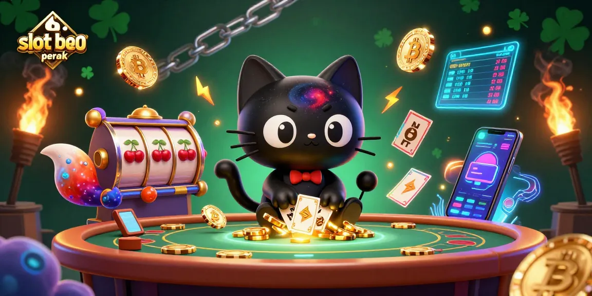 Slot bet 200 perak meraih kemenangan di kasino dengan simbol keberuntungan dan chip emas.