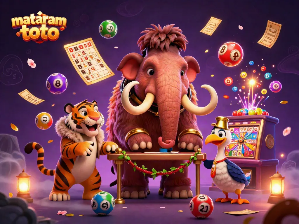 Join the fun at mataram toto with a lively casino scene featuring unique characters and vibrant game elements.