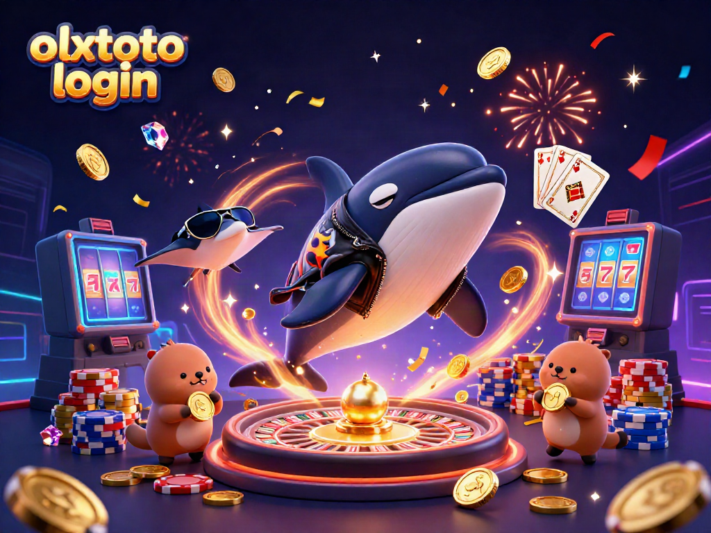 Experience the thrill of the olxtoto login with dynamic gaming characters and festive elements around.