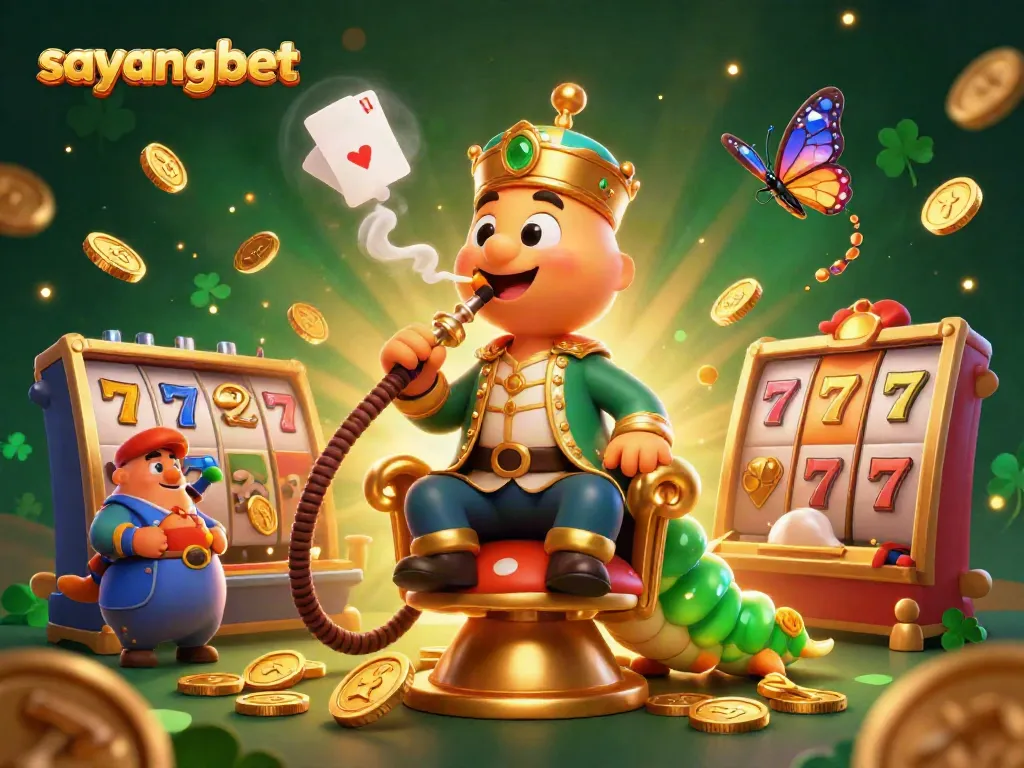 Experience excitement with sayangbet as a 3D cartoon sultan caterpillar masterfully blends casino fun and vibrant gaming elements.