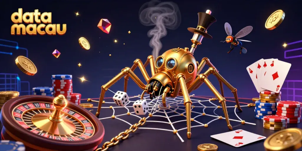 Experience thrilling data macau results in this vibrant casino-themed illustration, featuring unique characters and dynamic elements.