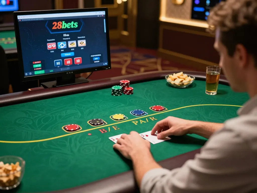Player engaging in high-stakes gameplay on 28bets through an enchanting online casino interface.