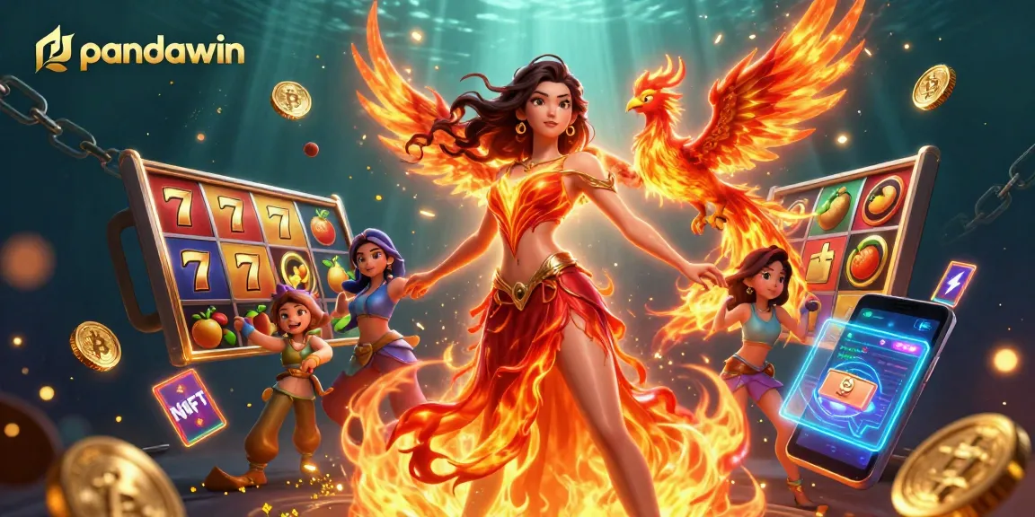 Putar gulungan di pandawin, menampilkan ilustrasi 3D yang hidup dari permainan slot dan elemen magis.