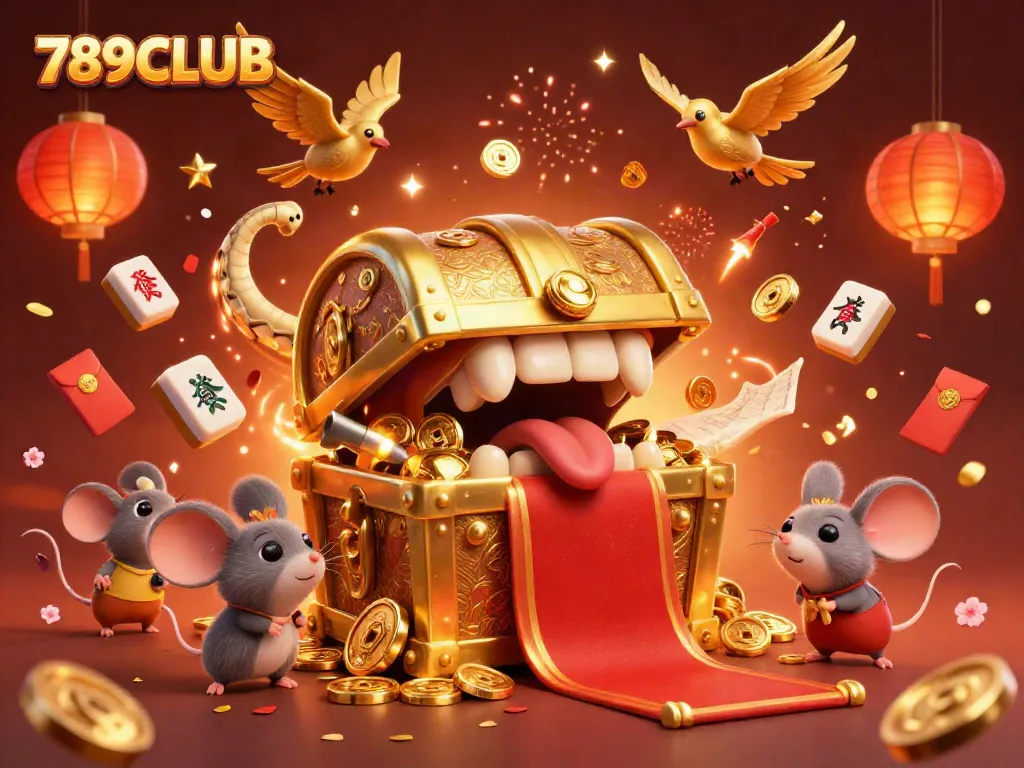 Engage with 789CLUB's exciting world filled with golden treasures and vibrant casino elements.